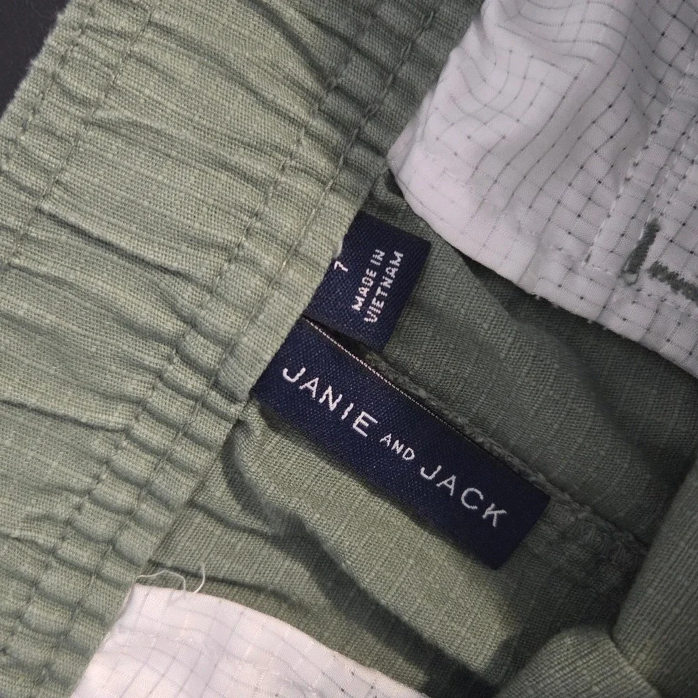 Janie and Jack Boys Green‎ Cotton Ripstop Cargo Pull-on Shorts Size 7